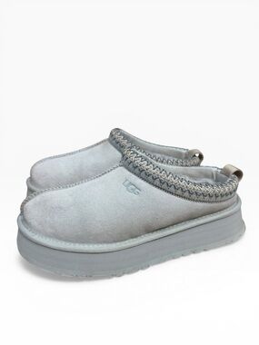 UGG Tazz Platform Slippers Seafoam Suede Shearling Womens Size 8 Casual